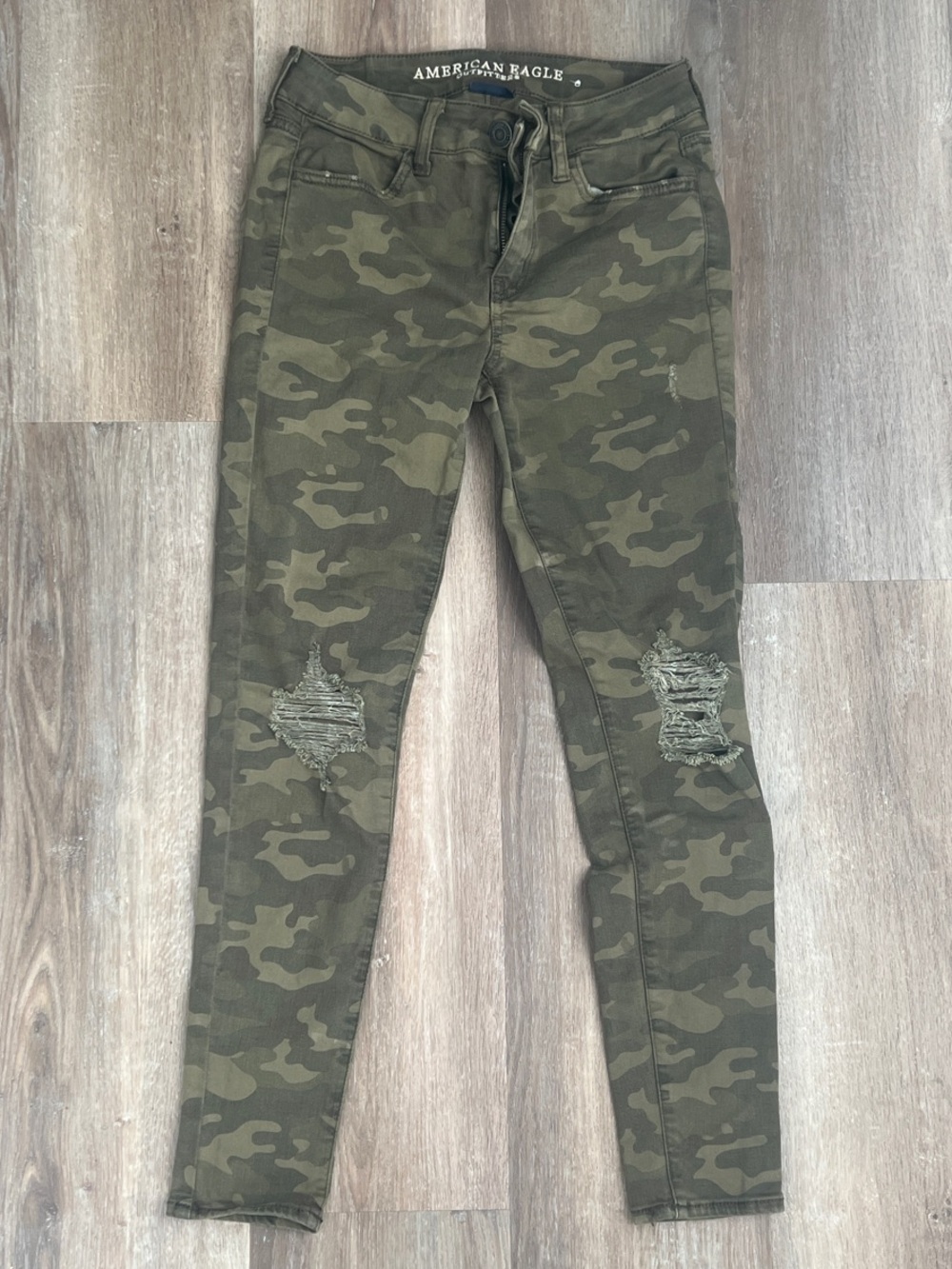 American Eagle Outfitters Camo Skinny Jeans - Olive and Dark Green